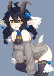  animal_ears horns monster_girl niniidawns tail thighhighs 