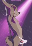  2019 animated anthro areola balls biped black_nose blurred_background brown_eyes canid canine canis clothed clothing cypher333 dancing digital_drawing_(artwork) digital_media_(artwork) erection eyebrows fluffy fluffy_tail fur grey_body grey_fur hair inside light lighting looking_at_viewer loop male mammal mostly_nude penis penis_shaped_bulge pinup pole pole_dancing pose purple_light raised_arm shiuk side_view solo standing stripper text thong topless tweening_animation underwear url wolf 
