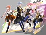  4girls black_gloves blue_hair blue_legwear boots braid brown_eyes cbe39373 crown_braid fire_emblem fire_emblem:_three_houses garreg_mach_monastery_uniform gloves high_heel_boots high_heels highres hilda_valentine_goneril holding_hands knee_boots leonie_pinelli long_hair long_sleeves lysithea_von_ordelia marianne_von_edmund multiple_girls orange_eyes orange_hair pink_eyes pink_hair short_hair thighhighs twintails uniform white_hair 