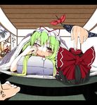  gap hakurei_reimu hat ibuki_suika multiple_girls saliva sleepy touhou uzura_no_tamago waking_up yakumo_yukari yukkuri_shiteitte_ne 