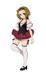  bare_shoulders brown_eyes brown_hair dress hairband highres k-on! legs pantarou short_hair skirt solo tainaka_ritsu thighhighs zettai_ryouiki 