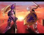  armor buront dragoon elf elvaan final_fantasy final_fantasy_xi multiple_boys onbashira paladin_(final_fantasy) pointy_ears ryu-san the_iron_of_yin_and_yang weapon wiku 