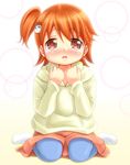  alternate_hairstyle blush child inami_mahiru orange_hair side_ponytail solo suzuka_(mogyumera) tears working!! younger 