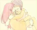  1girl angel_beats! carrying couple good_end hetero hinata_(angel_beats!) hug jacket jewelry kiss pajamas pink_hair princess_carry ring smile spoilers wedding_band yaruse yui_(angel_beats!) 