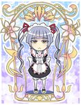  :&lt; chibi colored_eyelashes eyelashes kaizeru long_hair maid maria_holic shinouji_matsurika silver_hair solo twintails yellow_eyes 