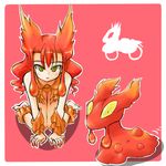  all_fours gen_2_pokemon lowres moemon personification pokemon pokemon_(creature) red_hair slugma tenjou_ryuka yellow_eyes 
