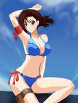  armband bad_id bad_pixiv_id bikini blue_eyes brown_hair short_hair solo swimsuit thigh_strap tsujimoto_natsumi you're_under_arrest yuutomo 