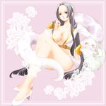  amazon artist_request bare_legs black_hair blue_eyes boa_hancock breasts cleavage large_breasts long_hair no_bra one_piece salome_(one_piece) shoes sitting skull snake very_long_hair 