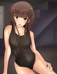  amagami black_eyes brown_hair competition_swimsuit face kamizaki_risa kishida-shiki long_hair one-piece_swimsuit solo swimsuit 