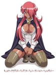  boots breasts character_name cleavage dark_skin full_body kirche_augusta_frederica_von_anhalt_zerbst large_breasts nipple_slip nipples pentacle red_hair sanagi_torajirou solo thigh_boots thighhighs translation_request white_background zero_no_tsukaima 