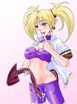  aq_interactive arcana_heart atlus blonde_hair blush breasts cameltoe cleavage examu lilica_felchenerow nipples pointy_ears pussy_juice rickert_kai rika_aratame tail 