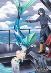  1girl highres mermaid monofin monster_girl restrained yin_gren 
