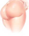  1girl absurdres ass ass_focus close-up commentary fingernails from_behind groin hayama_kazusa highres legs_together long_fingernails lower_body original shiny shiny_skin simple_background solo standing thick_thighs thighs white_background 