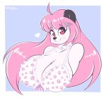  absurd_res anthro big_breasts bikini bikini_top breasts clothing cute_fangs destinee ep777 giant_panda hair hi_res huge_breasts mammal pink_hair red_eyes swimwear ursid 