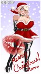  absurd_res anthro big_breasts blush breasts christmas clothed clothing curvy_figure doodle_dip english_text female hair hat headgear headwear hi_res holidays huge_breasts looking_at_viewer mammal momo_(doodle_dip) rubber santa_hat simple_background smile solo text thick_thighs wide_hips 