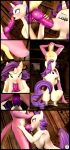  3d_(artwork) absurd_res anthro balls blush comic digital_media_(artwork) dragon equid fellatio friendship_is_magic hentype hi_res horn knot mammal muscular my_little_pony oral penile penis rarity_(mlp) sex spike_(mlp) unicorn 