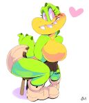  &lt;3 2019 anthro boots bottomwear breasts clothed clothing crocodile crocodilian crocodylid female footwear hi_res non-mammal_breasts reptile scalie shorts smile solo sydney_swamp_(vimhomeless) topless vimhomeless 