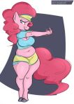  anthro bottomwear breasts cleavage clothed clothing equid equine female friendship_is_magic longtailshort mammal my_little_pony pinkie_pie_(mlp) shorts slightly_chubby thick_thighs 