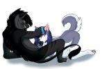  2017 aarin anthro anthro_on_anthro anthro_penetrated anthro_penetrating anthro_penetrating_anthro black_body black_fur blush bodily_fluids canid canine canis cum cum_in_mouth cum_inside digital_media_(artwork) duo erection felid fellatio female fur genital_fluids hair hi_res hybrid keshesh kutta(old) lion lordkutta male male_penetrating mammal oral pantherine penetration penile penis sex smile white_body white_fur wolf 