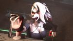  16:9 3d_(artwork) 4_fingers angry animal_humanoid anthro bar breasts canid canid_demon canine canis clothing demon digital_media_(artwork) drunk female fingerless_gloves fingers fur glass gloves grey_body grey_fur hair handwear hellhound helluva_boss hi_res humanoid irondragon5150 loona_(vivzmind) mammal red_eyes red_sclera sitting solo source_filmmaker substance_intoxication white_body white_eyes white_fur white_hair wine_glass wolf 