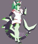  2019 4_toes 5_fingers absurd_res anthro blvejay claws clothing colored detailed digital_media_(artwork) female fin fingers fish hair hi_res long_hair looking_at_viewer mane marine nurse nurse_uniform pinup pose shark sharp_teeth slit_pupils smile solo teeth toes uniform 