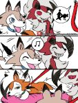  2018 ambiguous_gender anthro black_body black_fur blue_collar blue_eyes brown_body brown_fur canid canine collar comic dipstick_ears dusk_lycanroc eyes_closed feral frown fur green_collar green_eyes group happy leash lycanroc mammal midday_lycanroc midnight_lycanroc multicolored_body multicolored_ears multicolored_fur musical_note nintendo open_mouth orange_body orange_fur pok&eacute;mon pok&eacute;mon_(species) red_body red_collar red_eyes red_fur red_leash sequence sharp_teeth simple_background smile teeth tongue tongue_out video_games walking white_background white_body white_fur winick-lim 