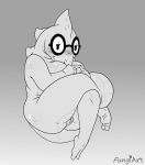  2_toes alphys anthro anus beady_eyes bedroom_eyes big_breasts big_butt blush breasts butt chubby_female crossed_legs eyewear female fungilewds glasses head_in_cleavage hi_res legs_up looking_at_viewer narrowed_eyes nervous non-mammal_breasts pussy reptile scalie seductive slightly_chubby solo thick_tail thick_thighs toes undertale video_games wavy_mouth 