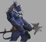  2015 abs anthro athletic balls beard biceps big_balls big_muscles big_penis biped black_nipples black_penis blue_balls blue_body blue_fur bottomless braided_hair chest_tuft claws clenched_teeth clothed clothing clothing_aside darkgem digitigrade ear_piercing facial_hair felid final_fantasy final_fantasy_x fur grey_background hair half-erect humanoid_penis kimahri loincloth loincloth_aside male mammal melee_weapon muscular muscular_male nipples partially_retracted_foreskin pecs penis piercing polearm quads ronso simple_background solo square_enix standing straps teeth thick_penis topless trident tuft uncut vein veiny_penis video_games weapon white_body white_fur white_hair 