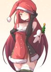  blush choker crimson_avenger_(elsword) elesis_(elsword) elsword jewelry long_hair mascot necklace orange_eyes red_hair santa_costume sketch waero 