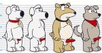  absurd_res animal_genitalia animal_penis anthro balls brian_griffin canid canine canine_penis canis domestic_dog erection family_guy hi_res jasper_(family_guy) lineup male mammal neenya new_brian penis vinny_griffin 