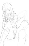  akamaru fingering greyscale lili_(tekken) long_hair monochrome solo tekken 