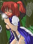  blush breath lowres masturbation murabito oekaki onozuka_komachi panties red_hair solo touhou underwear white_panties 