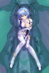  artist_name ayanami_rei bangs between_legs blue_hair bodysuit bracer breast_slip breasts cameltoe closed_mouth cockpit covered_nipples entry_plug expressionless full_body gloves groin hair_between_eyes hair_ornament hand_between_legs head_tilt highres holding_arm impossible_clothes knees_together_feet_apart kobayashi_yuuji large_breasts long_legs looking_at_viewer navel neon_genesis_evangelion nipples no_bra one_breast_out pilot_suit plugsuit red_eyes scan short_hair sitting slim_legs solo thigh_gap torn_bodysuit torn_clothes turtleneck white_bodysuit 