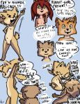  2019 3_fingers 3_toes 4_fingers ambiguous_gender angry anthro biped black_nose blue_eyes brown_body brown_fur canid canine canis clitoris comic countershading cub dagger dialogue digital_media_(artwork) digitigrade english_text eve_(sloss) female fingers flat_chested fox frizzy_(ern) fur green_eyes group hair hi_res holding_object holding_weapon knife looking_at_another male mammal mayorhaggar melee_weapon navel nipples nude orange_body orange_fur paws pussy raised_arm red_fox red_hair rocketgirl rodent sciurid simple_background sloss smile snout speech_bubble standing tan_body tan_fur text toes weapon wolf young 