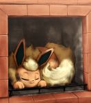  2019 ambiguous_gender digital_media_(artwork) dirty eeveelution eyes_closed feral fireplace flareon hi_res nintendo otakuap pok&eacute;mon pok&eacute;mon_(species) sleeping solo video_games 