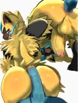  anal anal_penetration anthro backsack balls blue_body blue_eyes blush butt duo faceless_male felid fur hi_res humanoid_penis legendary_pok&eacute;mon male male/male male_focus male_penetrated male_penetrating male_penetrating_male mammal nintendo nukochi open_mouth penetration penis pok&eacute;mon pok&eacute;mon_(species) sex simple_background solo_focus vein video_games white_background yellow_body yellow_fur zeraora 