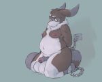  2019 5:4 anthro areola balls belly big_balls bobbibum bound brown_body brown_fur canid canine chain chained claws ewmo.de flaccid foreskin fur glans grey_body grey_fur hair huge_balls humanoid_penis hybrid kneeling lagomorph leporid long_ears looking_down male mammal multicolored_body multicolored_fur navel neck_tuft nipples nude orange_eyes overweight overweight_male penis pubes rabbit raccoon_dog solo tanuki thick_thighs toe_claws tuft uncut white_body white_fur 
