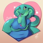 &lt;3 1:1 anthro becky_(javanshir) big_breasts blue_eyes breasts cleavage clothed clothing cobra female forked_tongue hi_res nurse reptile scalie shikaro slightly_chubby slit_pupils smile snake solo tongue wide_hips yellow_sclera 