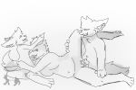  animated anthro black_and_white breasts canid canine colorless dragon female fox hi_res larger_female male male/female mammal monochrome penis pussy simple_background size_difference spitfire white_background 