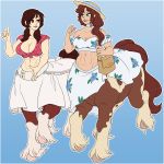  1:1 abs big_breasts breasts centaur cleavage clothed clothing dabunnox duo equid equid_taur female hi_res mammal mammal_taur muscular muscular_female taur 