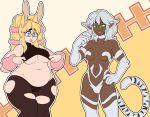  animal_humanoid big_breasts breasts dabunnox eyewear felid felid_humanoid female glasses hi_res humanoid lagomorph lagomorph_humanoid leporid_humanoid mammal mammal_humanoid pantherine pantherine_humanoid rabbit_humanoid slightly_chubby thick_thighs tiger_humanoid under_boob wide_hips 