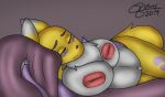  anthro bed belly big_belly big_breasts breasts canid canine digimon digimon_(species) female furniture j5furry mammal nude pregnant renamon solo 