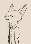  2019 anthro canid canine clothed clothing disney fox fur head_tuft hi_res inner_ear_fluff juantriforce042 mammal neck_tuft necktie nick_wilde red_fox shirt sketch solo topwear tuft zootopia 