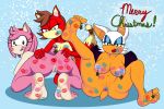  3:2 5_fingers 5_toes all_fours amy_rose anthro anus archie_comics big_breasts blue_eyes breasts brown_hair butt christmas dipstick_tail feet female female/female fingers fiona_fox foot_fetish fur green_eyes hair hand_on_butt hi_res holidays humanoid_feet humanoid_hands kiss_mark kneeling lipstick looking_at_viewer looking_back makeup membrane_(anatomy) membranous_wings mistletoe multicolored_body multicolored_fur multicolored_tail nipples nude plant presenting presenting_anus presenting_hindquarters presenting_pussy pussy raised_leg rear_view ribbons rouge_the_bat simple_background sitting smile snow sonic_the_hedgehog_(archie) sonic_the_hedgehog_(comics) sonic_the_hedgehog_(series) spread_butt spread_legs spreading tail_bow tail_ribbon tinydevilhorns toes two_tone_body two_tone_fur wings 