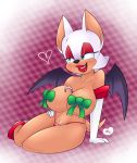  &lt;3 2019 anthro areola armwear big_breasts bow breasts candy candy_cane chiropteran clothing digital_media_(artwork) elbow_gloves eyeshadow fangs female food gloves handwear hi_res lipstick makeup mammal membrane_(anatomy) membranous_wings minxydoodle open_mouth red_lipstick rouge_the_bat signature solo sonic_the_hedgehog_(series) thick_thighs thong underwear wide_hips wings 
