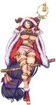  1girl alternate_costume bangs breasts cape commentary_request crop_top fate/grand_order fate_(series) full_body highres large_breasts long_hair low-tied_long_hair minamoto_no_raikou_(fate/grand_order) parted_bangs purple_eyes purple_hair red_cape ribbon short_shorts shorts solo standing underboob very_long_hair white_shorts wide_sleeves yui_sora 