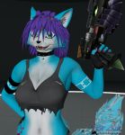  anthro blue_body blue_fur breasts canid canine clothed clothing digital_media_(artwork) drark female fingers fox fur hair humanoid krystal kursed kursed_(star_fox) mammal nintendo open_mouth purple_hair smile solo star_fox video_games white_body white_fur 