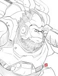  2019 anthro ape armor blizzard_entertainment eyewear glasses gorilla haplorhine hi_res humanoid_hands kamui_shirow mammal overwatch primate simple_background solo video_games white_background winston_(overwatch) 