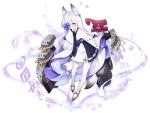  1girl animal_ear_fluff animal_ears azur_lane bandages bell black_gloves blue_eyes blush byulzzimon cannon covered_mouth fox_ears fox_girl fox_tail full_body gloves japanese_clothes jingle_bell kasumi_(azur_lane) kimono long_hair long_sleeves looking_at_viewer machinery official_art one_eye_covered petals ribbon rigging rope sleeves_past_wrists solo standing tail torpedo_launcher transparent_background turret very_long_hair white_hair white_kimono white_ribbon wide_sleeves 