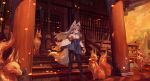  animal_ears foxgirl japanese_clothes original shrine stairs suzuno_(bookshelf) tail 